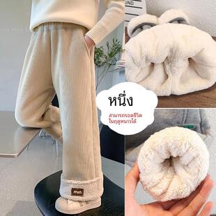 女孩加厚羊驼绒阔腿长裤 女童裤 冬装 儿童棉裤 子加绒秋冬款 2025新款