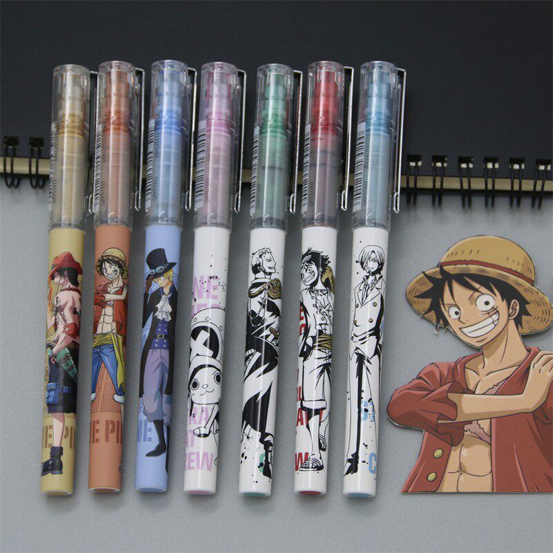 晨光航海王直液式中性笔0.5全针管速干大容量水笔软握海贼王路飞