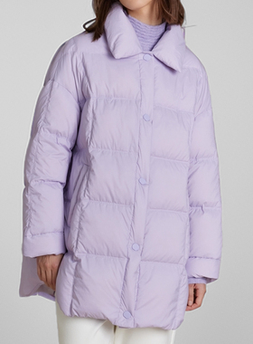 素芭立体蓬松翻领羽绒服女冬季方格绗缝设计时尚感保暖外套SJ0800