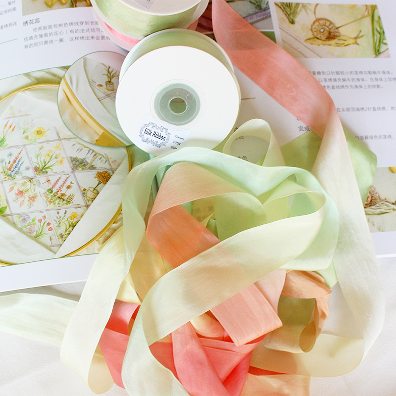 32mm毫米diy手工发带真丝粉色