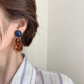 设计师 Glam Dani 法国 法式 复古风耳坠女全新树脂链条拼接耳环