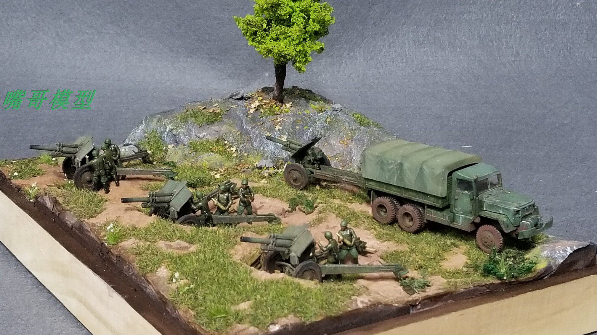 嘴哥模型 手工制作 苏军火炮阵地场景 军事沙盘定制 摆件 礼物