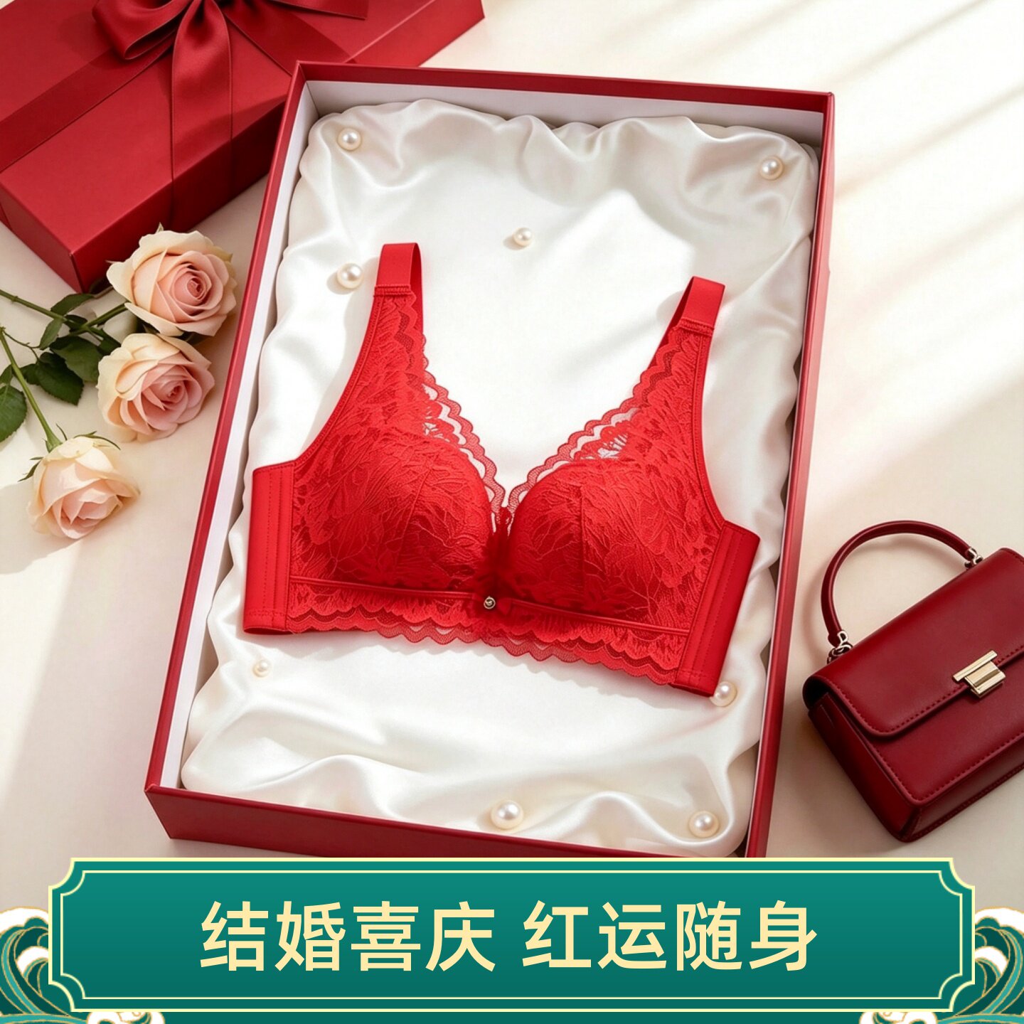 维多利亚本命年红色结婚文胸