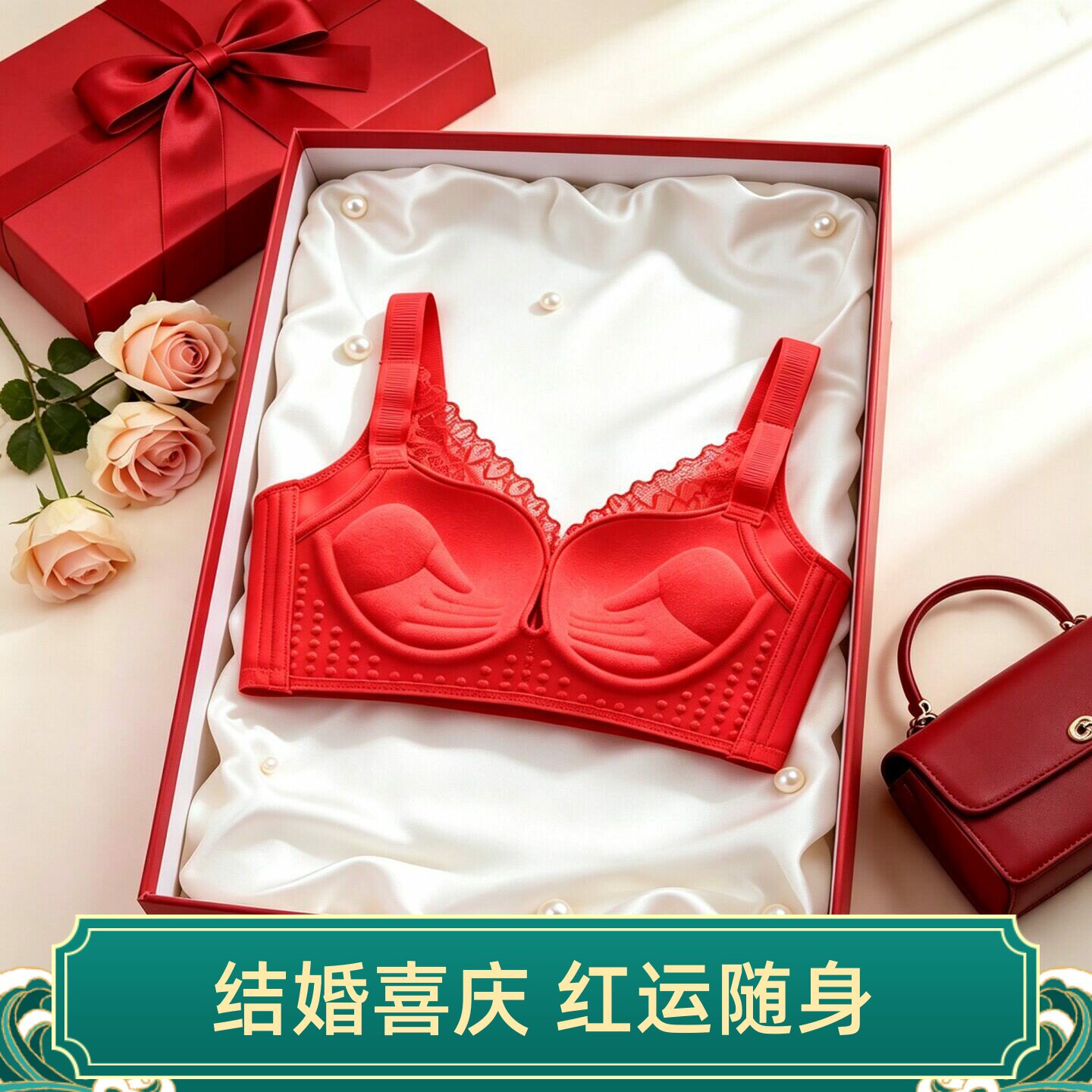 维多利亚本命年红色文胸套装