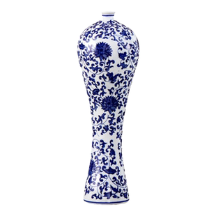 雨彤新品景德镇青花瓷缠枝莲陶瓷梅瓶美人瓶陶瓷花瓶高温烧制可水