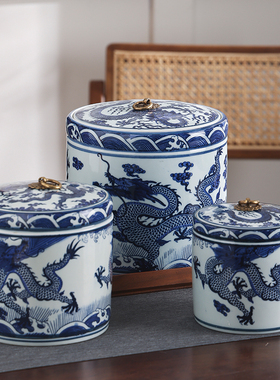 雨彤陶瓷储物罐仿古茶室收纳罐