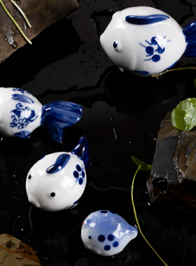 陶瓷小摆件【鱼游世界】翘嘴巴大海豚 水中可漂浮陶瓷鱼缸摆件