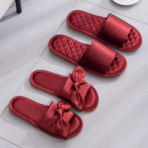 情侣陪嫁拖鞋轻奢新婚礼喜庆夏天高级感一对晨袍红色新娘结婚