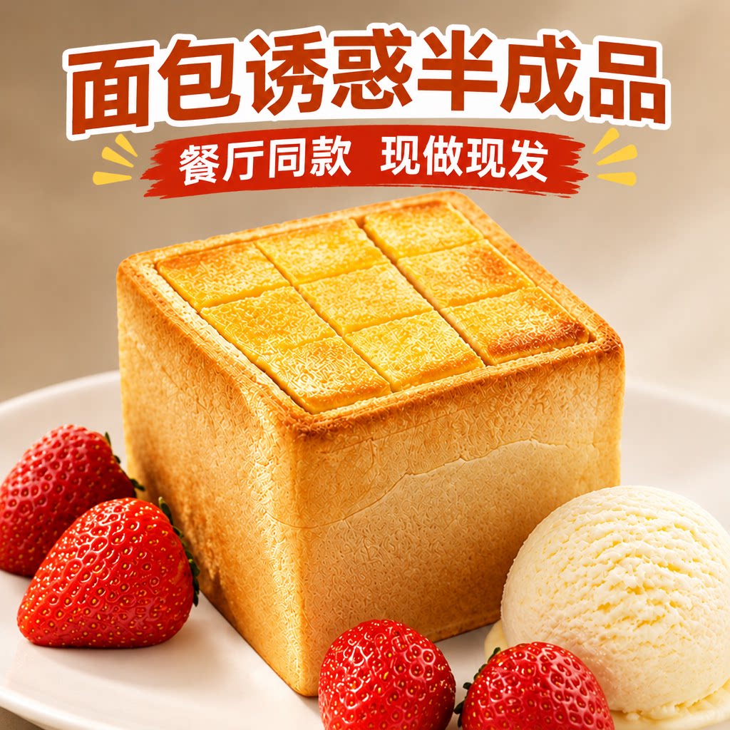 面包诱惑绿茶冰淇淋预制面包半成品商用餐厅酒店用同款短保厚多士