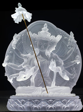 古法琉璃中式摆件伞盖佛母