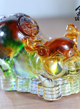 彩色琉璃生肖猪，招财摆件本命年