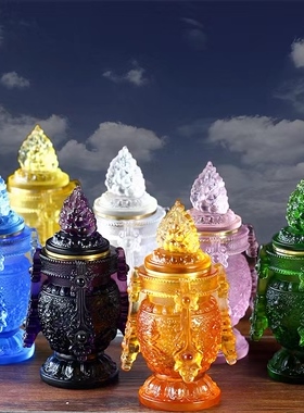 古法琉璃中佛堂八宝如意装藏宝瓶