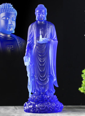 古法琉璃托塔药师佛站立像