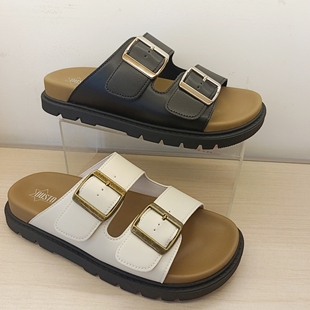 大东凉鞋女2025夏季新款时尚休闲简约平底中跟一字带人字拖1125