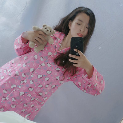 凯蒂猫睡衣套装100%全棉斜纹