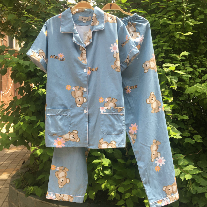 100%全棉斜纹棉布翻领纯棉布睡衣