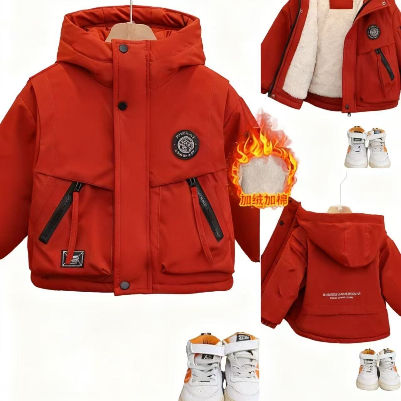 加绒加厚派克棉服中大男孩