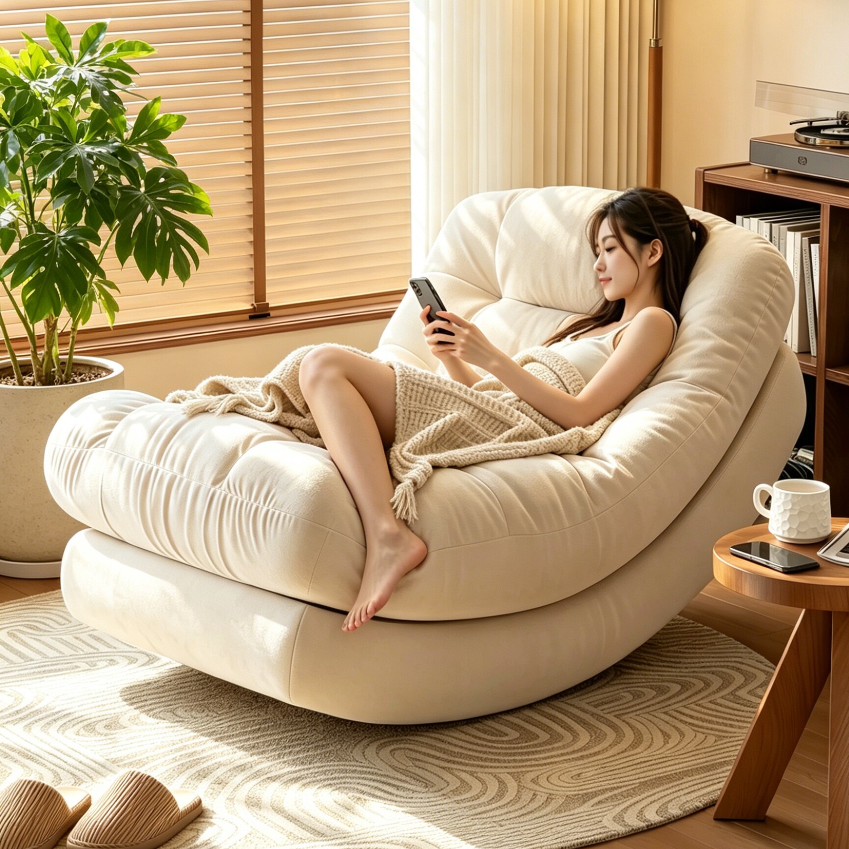 月亮摇摇椅懒人躺椅沙发阳台成人可睡觉家用休闲2026新款单人客厅