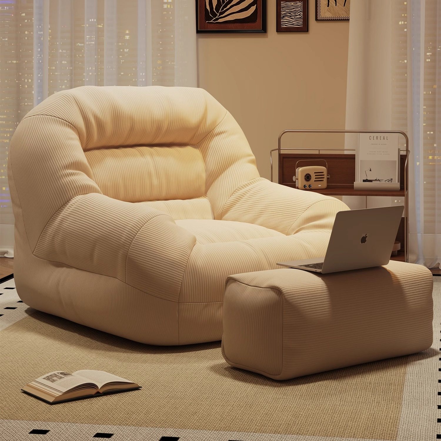 布艺沙发可躺可睡单双人豆袋卧室懒人小沙发窝窝椅小户型休闲躺椅