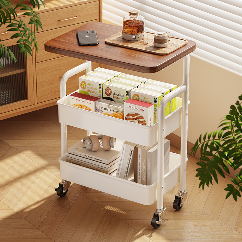 小推车带轮卧室零食置物架收纳架沙发边几可移动床头收纳柜床边桌