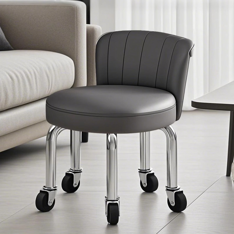 静音万向轮矮凳子家用滑轮换鞋小凳子结实耐用宝宝凳子靠背椅