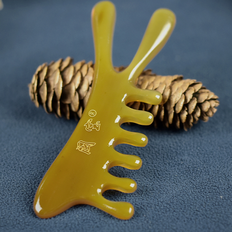 闽宝天然白水牛角按摩梳子美鼻器头皮头部面部眼部全身通用经络梳