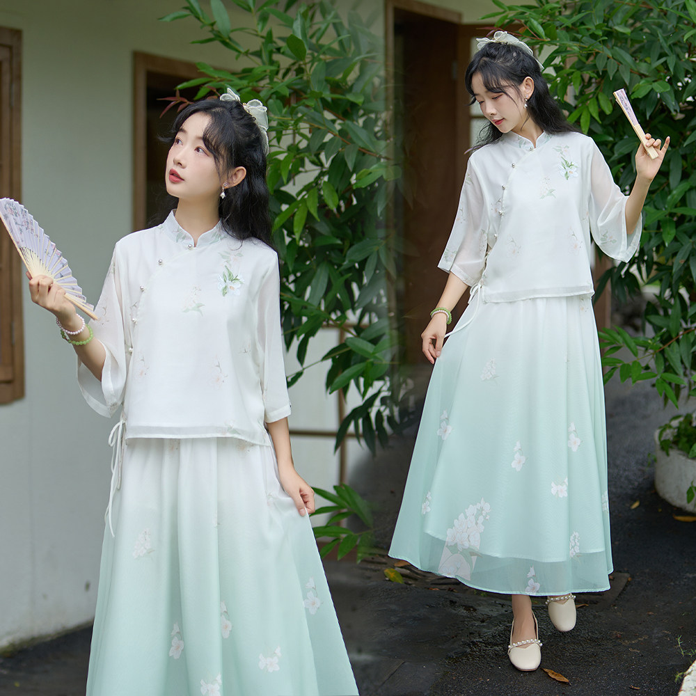 新国风夏季改良汉服茶艺服刺绣