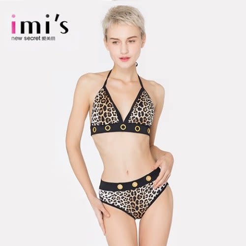 IMIS爱美丽女士泳装豹纹印花无钢圈三角杯分体比基尼套装IM67AMK1
