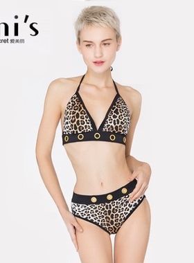 IMIS爱美丽女士泳装豹纹印花无钢圈三角杯分体比基尼套装IM67AMK1