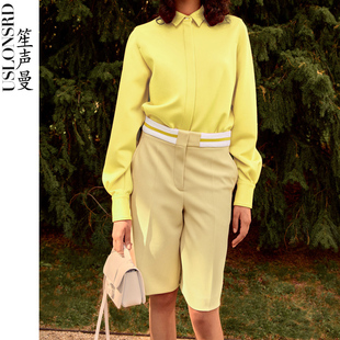 哑光叠穿打底上衣魅力职场通勤ol 女长袖 Uslonsrd笙声曼 缎面衬衫