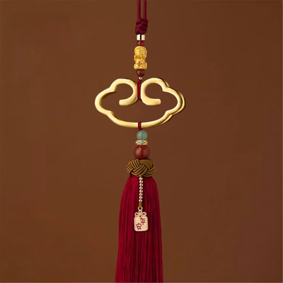 黄铜祥云如意平安貔貅车载挂件