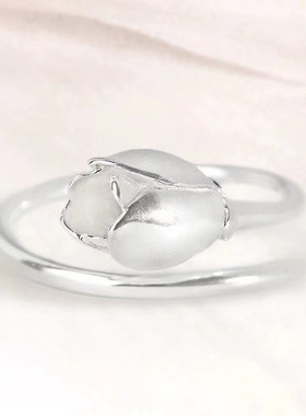 玉兰花纯银戒指S925纯银手工银戒指开口可调节指环精致高雅戒指