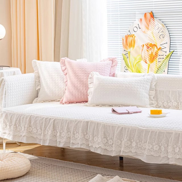 米白色全棉沙发垫固定防滑纯棉四季通用布艺沙发套罩盖布巾坐垫子