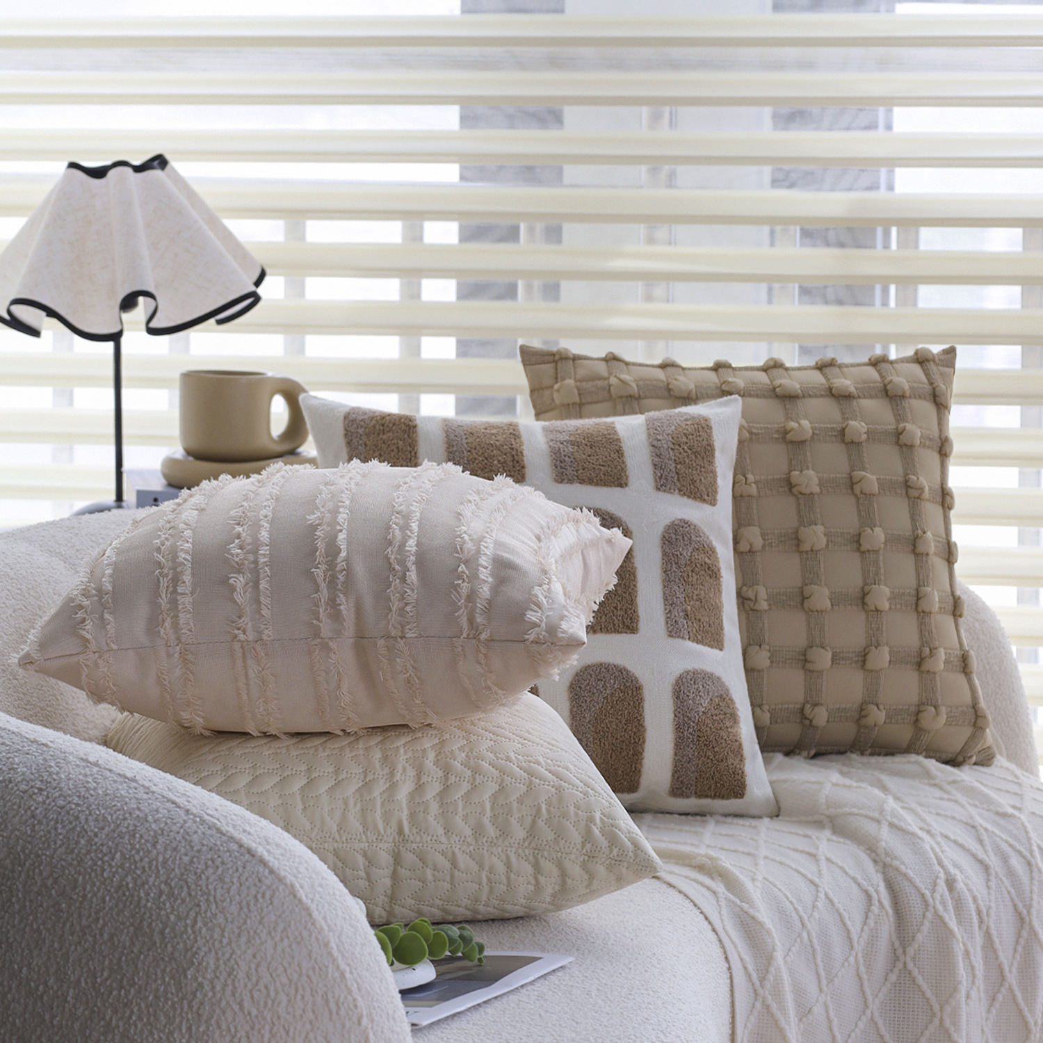 法式抱枕套客厅沙发靠垫奶油风样板间卧室靠背垫飘窗靠垫套含芯