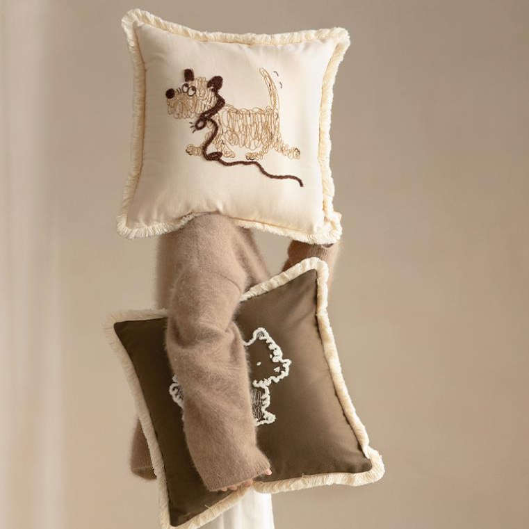 潦草小狗沙发客厅靠枕装饰轻奢高级感飘窗靠垫圣诞节新年抱枕套