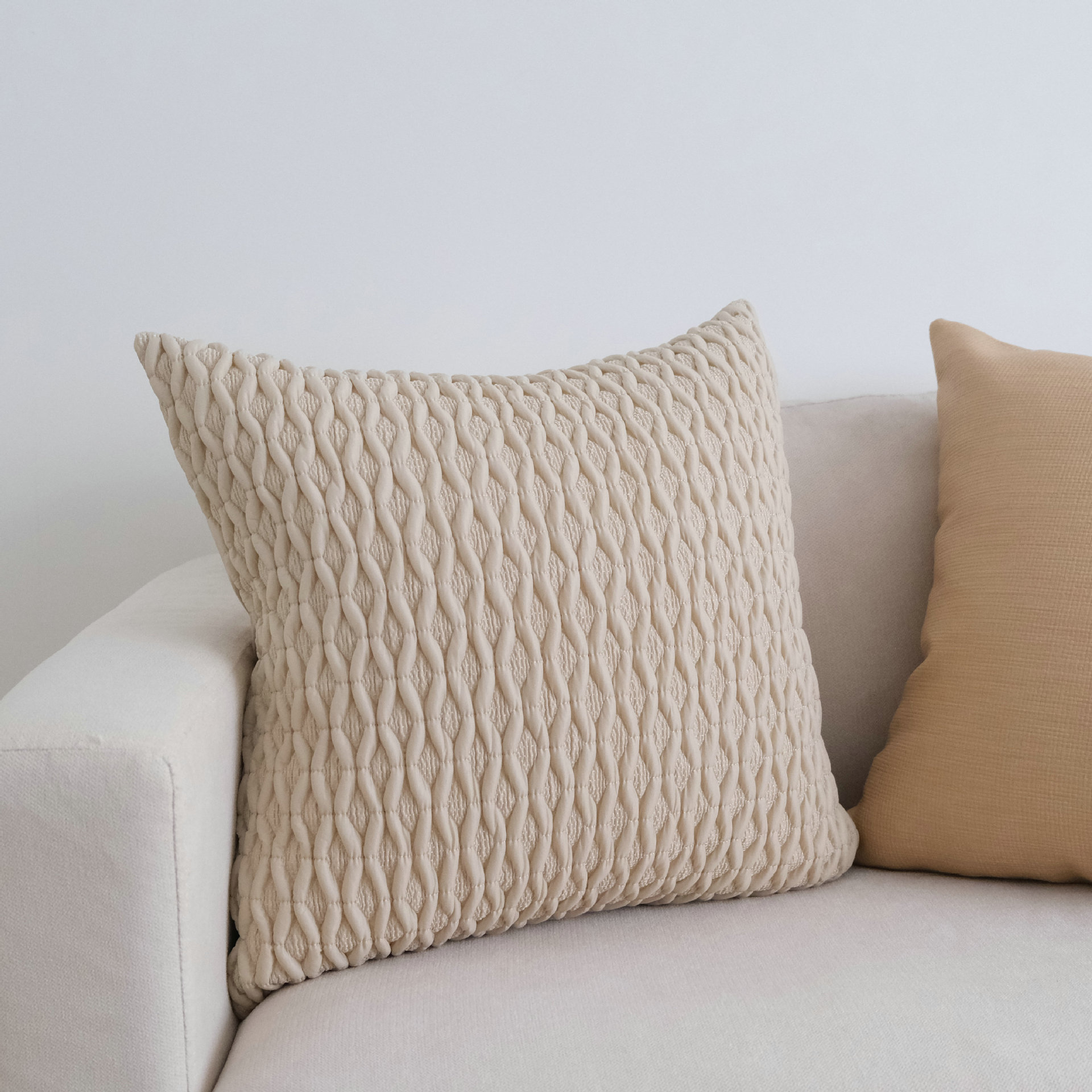 ins北欧奶茶色客厅沙发抱枕靠垫榻榻米腰靠枕靠背不含芯