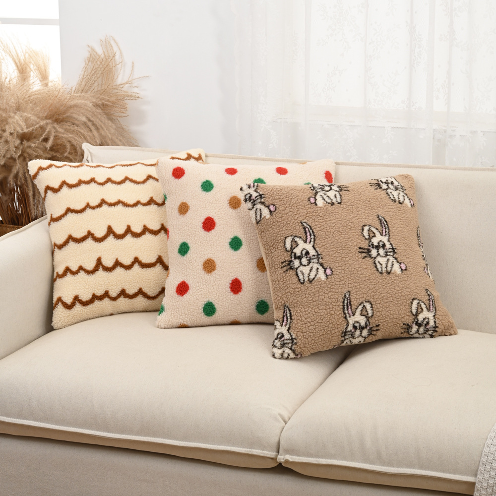 美拉德抱枕兔子中古风枕套咖啡店客厅沙发靠枕样板间民宿床头靠垫