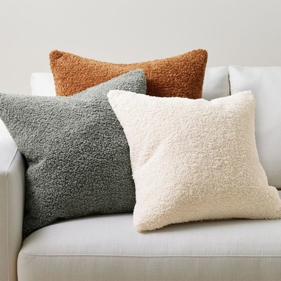 米白色沙发靠垫大尺寸泰迪绒抱枕套北欧沙发床头靠枕焦糖色45*45