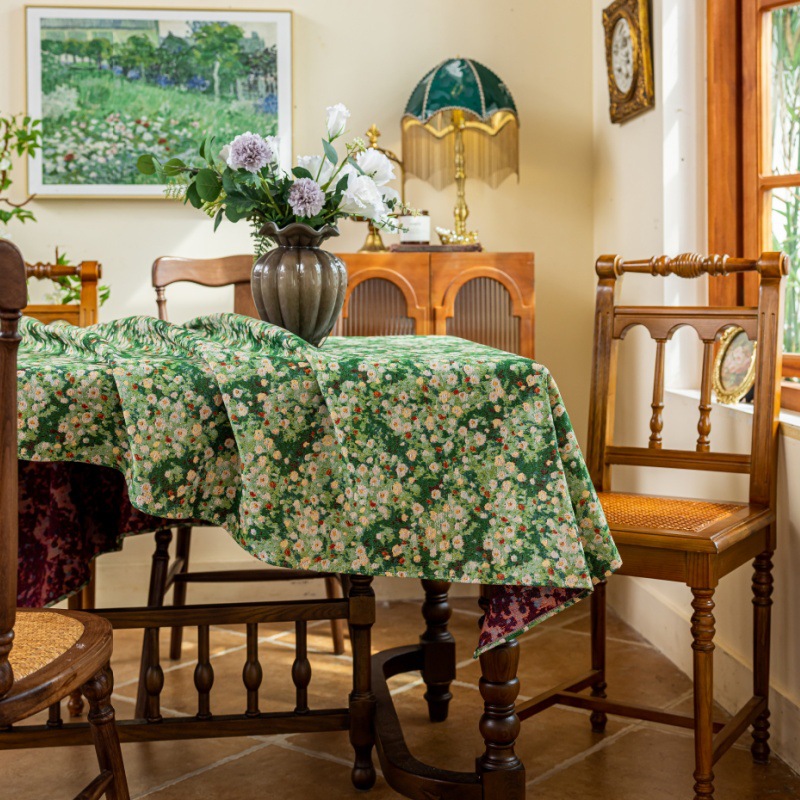 美式乡村复古桌布高级感餐桌布小清新圆桌布长方形台布田园风盖布