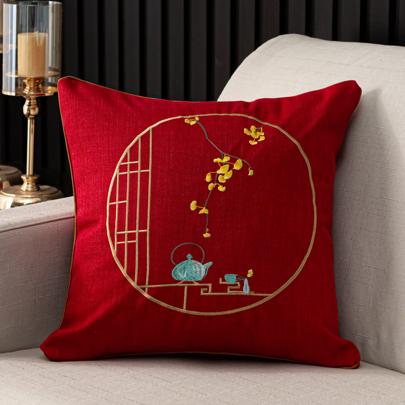 红色结婚抱枕客厅沙发靠垫中式刺绣喜字婚房喜庆床头靠枕靠背垫,居家布艺,抱枕被,淘宝优惠券,粉丝福利购,淘宝优惠卷