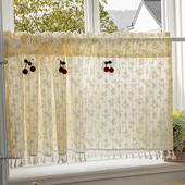 法式 田园风碎花雏菊奶油色窗帘女生卧室门帘免打孔魔术贴短帘半帘