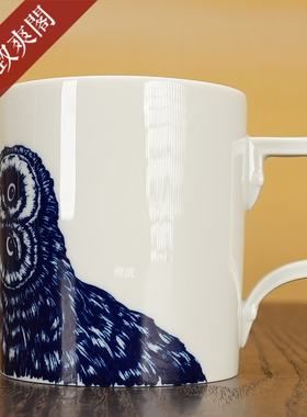 德国 MEISSEN 梅森瓷器 柏林系列 钴蓝猫头鹰 马克杯 水杯 茶杯