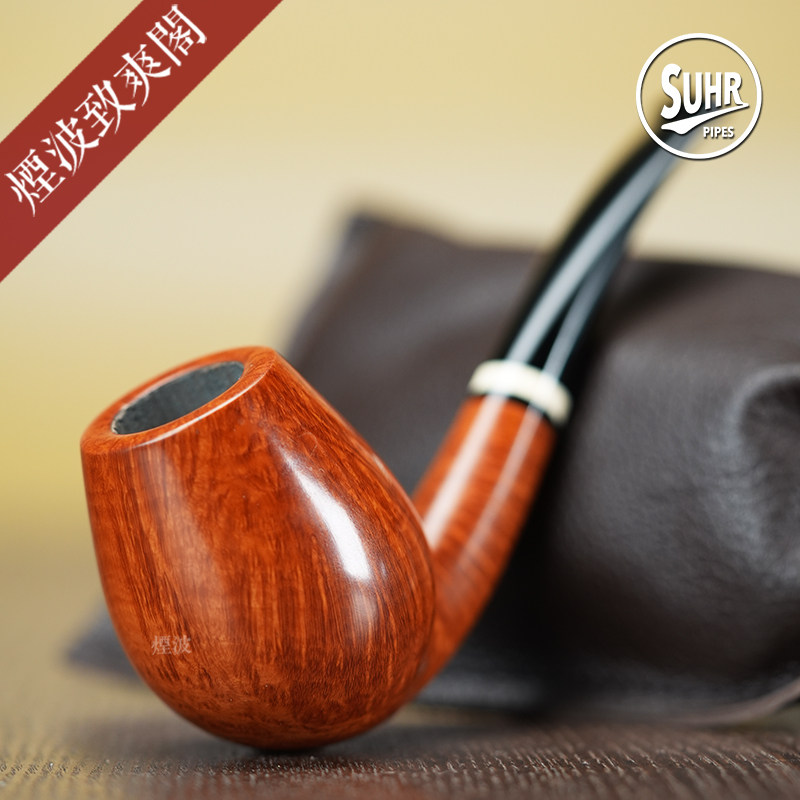 丹麦 SUHR 苏尔 白兰地型 白色饰圈 手工制 石楠木 烟斗