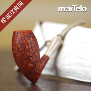 巴西 Martelo 蛋形 牛角饰圈 灰白色咬嘴 手工制 石楠木 烟斗