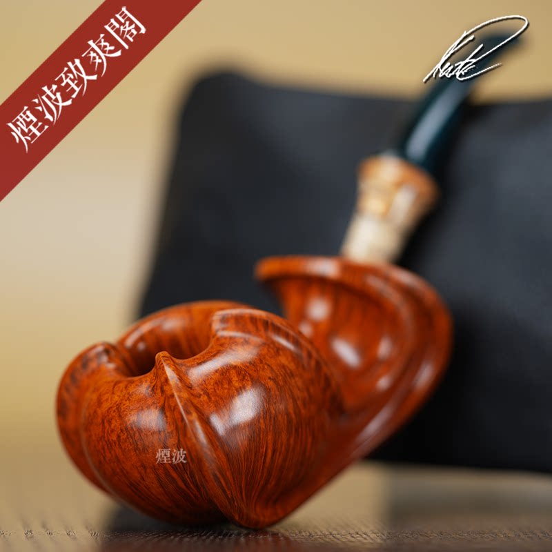 丹麦 Kent Rusmussen 双蝴蝶 切线苹果型 手工制 石楠木 烟斗