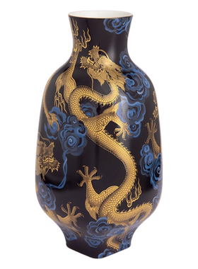 FINEART祥龙戏云纹花瓶摆件