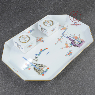 MEISSEN 瓷器 伊万里Style 德国梅森 虎纹花卉 商务钢笔墨水罐套装