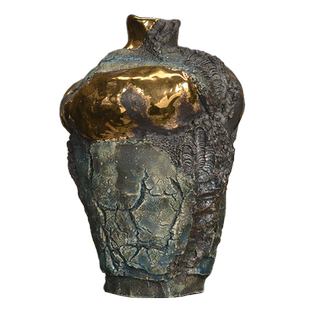 日本千叶 当代陶艺大师 平松龙马 龟裂纹 金彩 得利 日式清酒壶