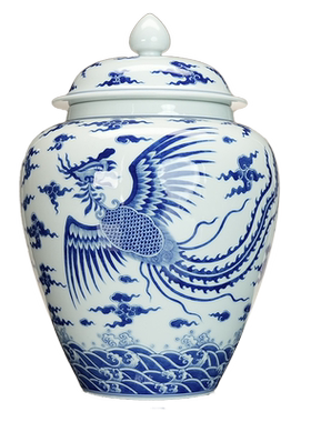 赏珍款青花龙凤呈祥将军罐