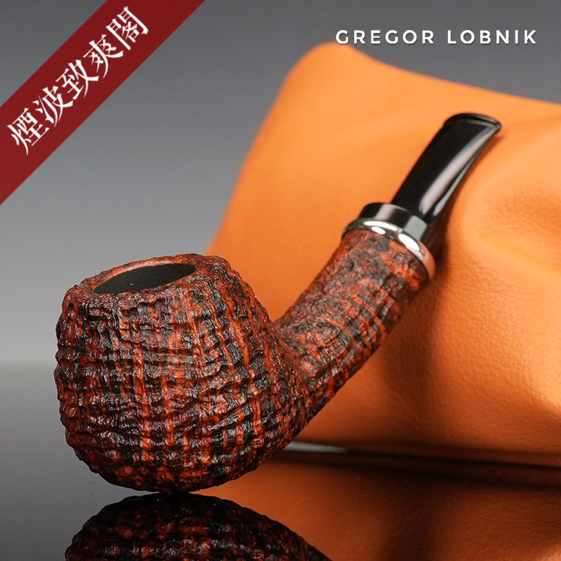 斯洛文尼亚 Lobnik 苹果型 银圈 手工制 进口 石楠木 烟斗